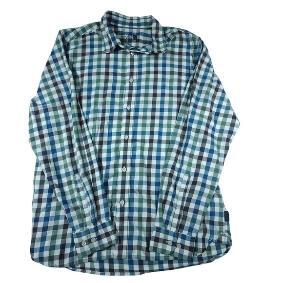 The North Face Other - The North Face Mens Long Sleeve Gingham Button Up Shirt Large L Blue Green Brown